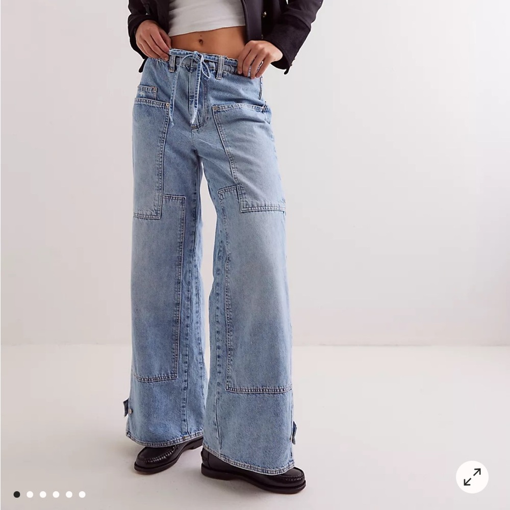 We the Free/Free‎ People CRVY Outlaw Mid Rise Wide Leg Jeans Size Small